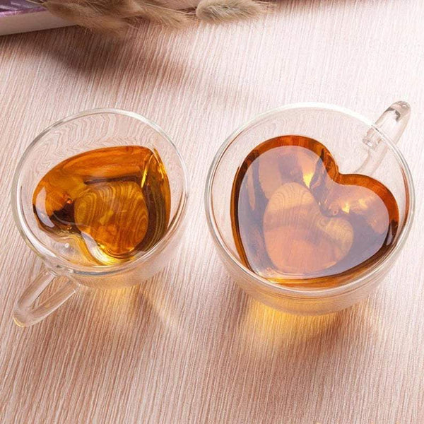 Love Glass Heart Shape Mugs